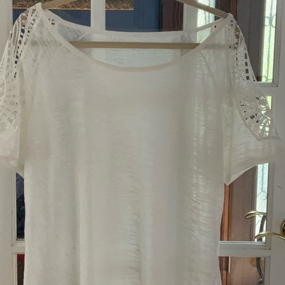 Lascana top with cold shoulder crochet top. White. Size 12/14 - Picture 4 of 8